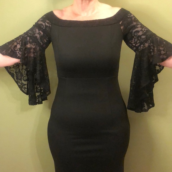 Vfshow Off Shoulder Bell Sleeve Formal Evening Wedding Party Maxi Dress Large - Picture 2 of 7